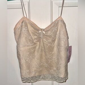 Cream Lace Crop Cami Top, Lined - Size Medium wild fable NWT